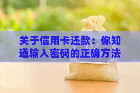 关于信用卡还款：你知道输入密码的正确方法吗？