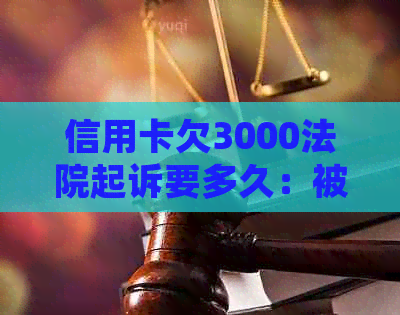 信用卡欠3000法院起诉要多久：被起诉后多久开庭及后果，如何应对？