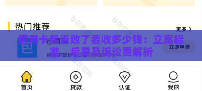 信用卡起诉败了要收多少钱：立案标准、后果及诉讼费解析