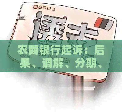 农商银行起诉：后果、调解、分期、时间及担保责任。