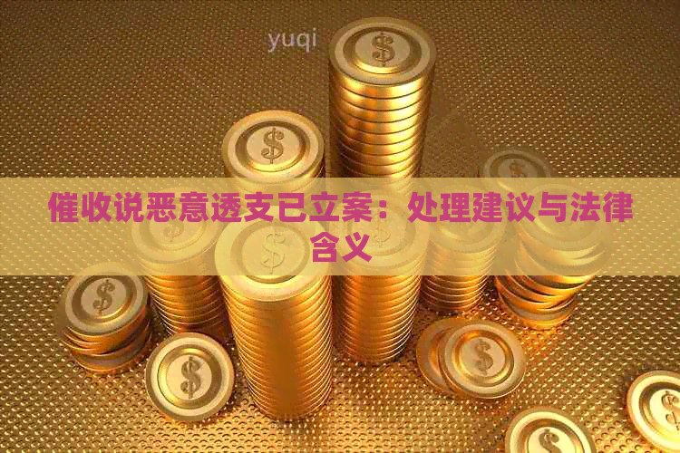 说恶意透支已立案：处理建议与法律含义