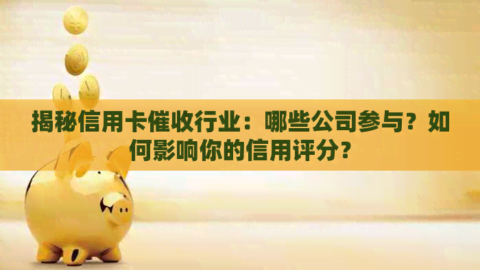揭秘信用卡行业：哪些公司参与？如何影响你的信用评分？