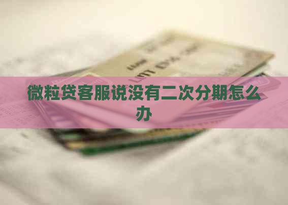 微粒贷客服说没有二次分期怎么办
