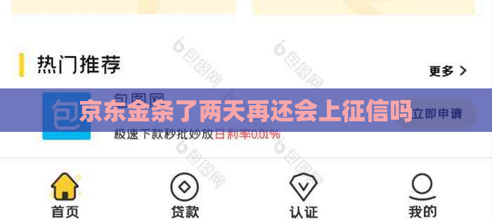京东金条了两天再还会上吗