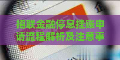 招联金融停息挂账申请流程解析及注意事项