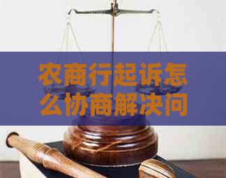 农商行起诉怎么协商解决问题