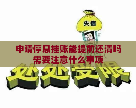 申请停息挂账能提前还清吗需要注意什么事项