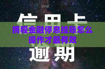 携程金融停息挂账怎么操作才最有效