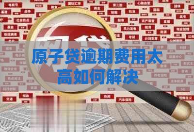 原子贷逾期费用太高如何解决