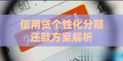 信用贷个性化分期还款方案解析