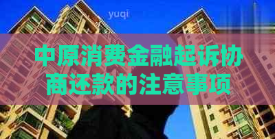中原消费金融起诉协商还款的注意事项