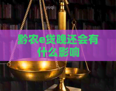 黔农e贷晚还会有什么影响