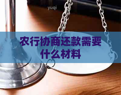 农行协商还款需要什么材料