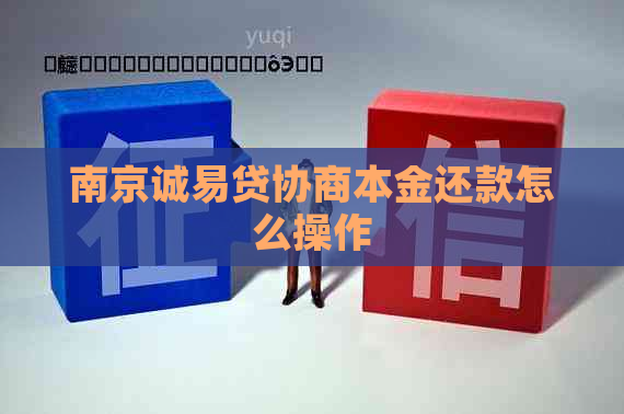 南京诚易贷协商本金还款怎么操作