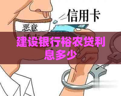 建设银行裕农贷利息多少