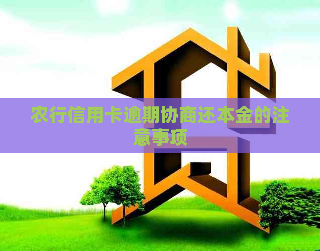 农行信用卡逾期协商还本金的注意事项