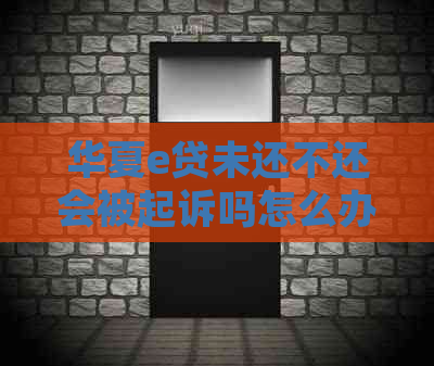 华夏e贷未还不还会被起诉吗怎么办