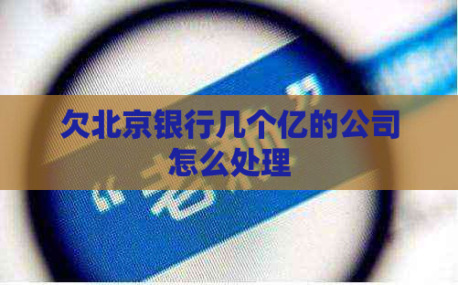 欠北京银行几个亿的公司怎么处理