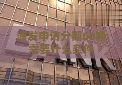浦发申请分期60期需要什么条件