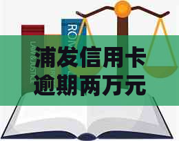 浦发信用卡逾期两万元会怎么样