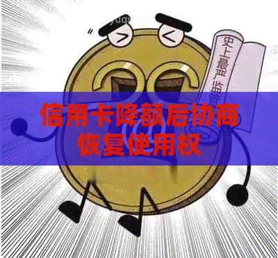 信用卡降额后协商恢复使用权