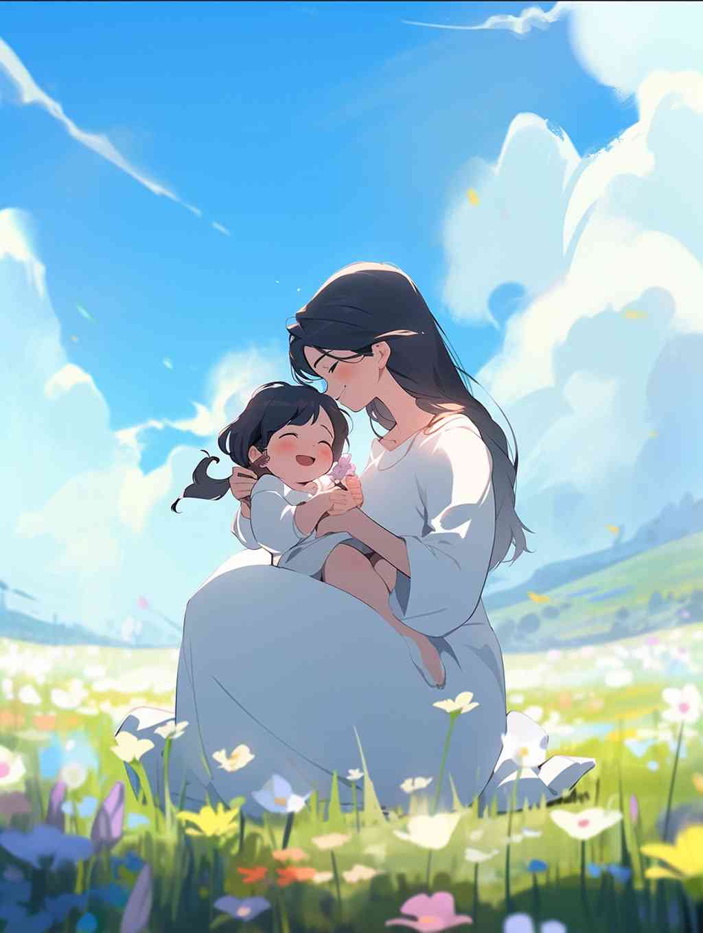 母女特效AI绘画文案：头像创作，母女情深艺术呈现