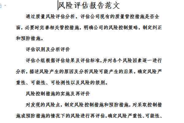 ai企业风险评估报告模板：、撰写范文及风险评估模型