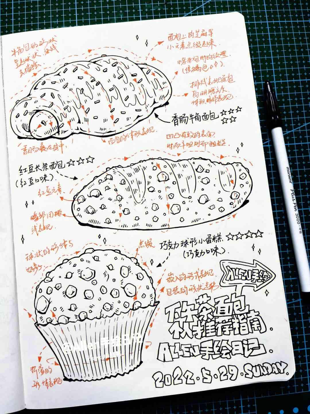 全方位面包手绘插画教程：技巧、步骤与创意灵感汇编