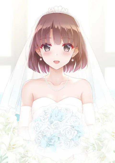 二次元ai绘画文案婚纱