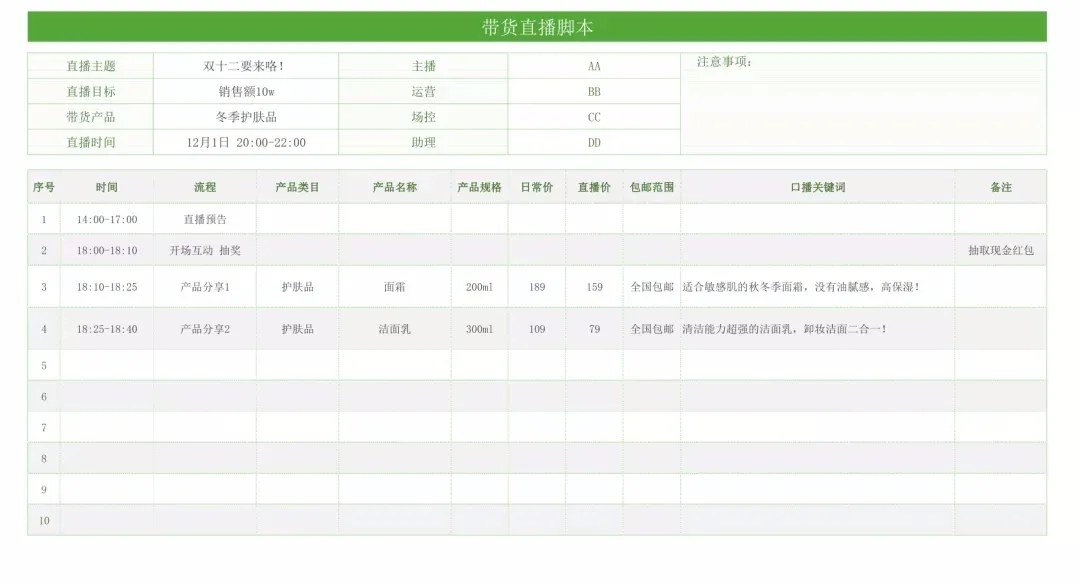 直播间脚本模板：编写与制作参考方案及模板大全