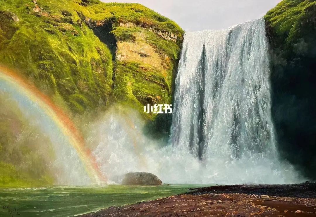 绘制炫彩瀑布：瀑布彩虹绘画技巧解析