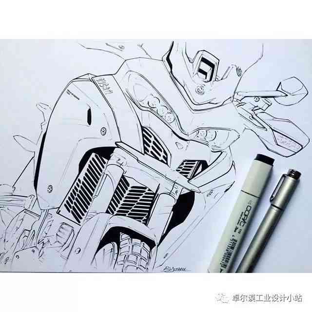 机车AI绘画描述文案及绘画参考素材手稿