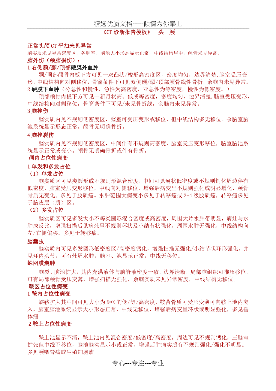 CT诊断报告模板及全文数据库集成