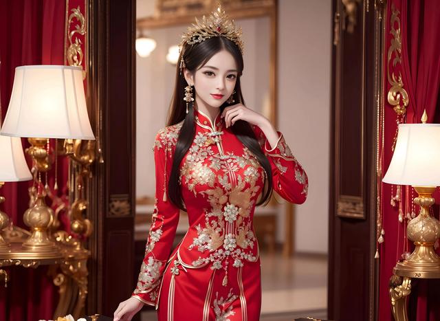 传统之美：AI描绘的中式婚纱艺术短语
